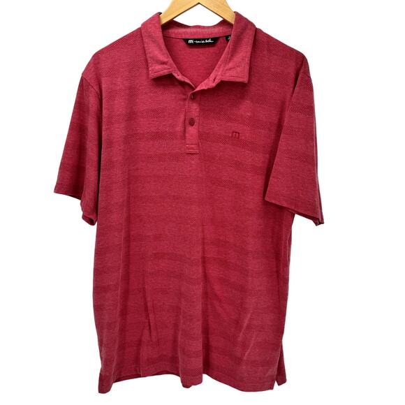 Travis Mathew Polo Shirt Mens XL Pink Short Sleeve Golf Mesh Knit - Picture 1 of 7